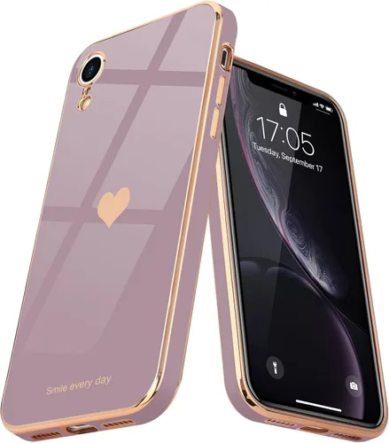 Vista 13 de Teageo Funda compatible con iPhone Xr para mujeres niñas lindo corazón de amor lujoso brillante chapado cubierta trasera suave protección completa