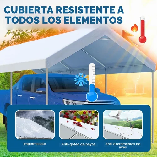 Vista 4 de Quictent Toldo de Cochera Resistente de 10x20 pies Carpa Galvanizada para Automóvil Refugio de Garaje al Aire Libre para Botes con Estructura