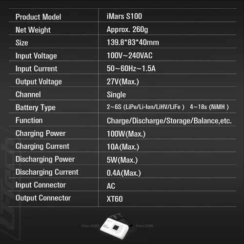Vista 6 de Gens ace Imars S100 G-Tech Series 100W Lipo Cargador de batería (blanco)
