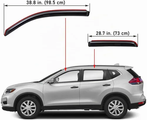 Vista 2 de Lightronic Visera de ventana de ventilación automática con clip extra duradera, se adapta a Nissan Rogue 2014-2020 (excluye Rogue Sport), protección