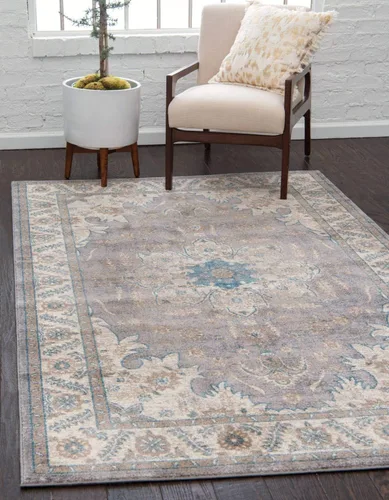 Vista 14 de Unique Loom Salzburg Collection - Alfombra clásica de diseño tradicional oriental con borde (2 pies x 6 pies, color beige/azul)