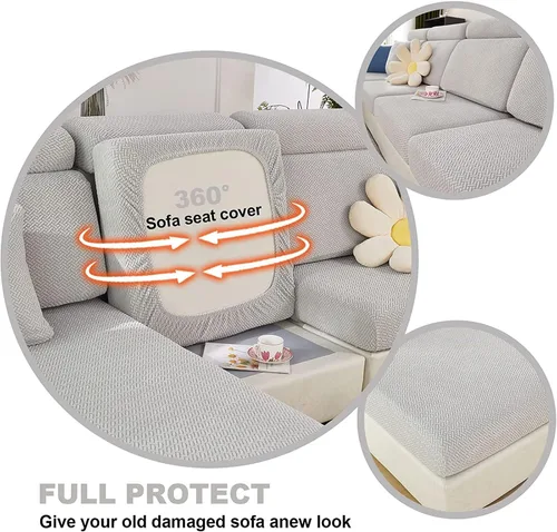 Vista 5 de Fundas elásticas para asiento de sofá, en forma de L, fundas de sofá seccionales, fundas de cojín lavables para sofá
