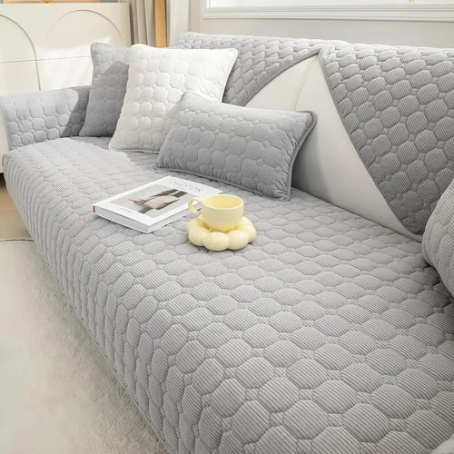 Vista 13 de JIAN YA NA Funda para Sofá Seccional, Divertida Funda de Chenilla Difusa para Sofá, Protector de Muebles Antideslizante para Mascotas y Niños, Sofá