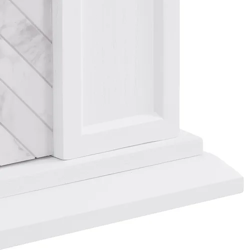 Vista 8 de SEI Furniture Torlington - Chimenea eléctrica con azulejos, blanco, mármol gris, 15 pulgadas de profundidad x 50 pulgadas de ancho x 39 pulgadas