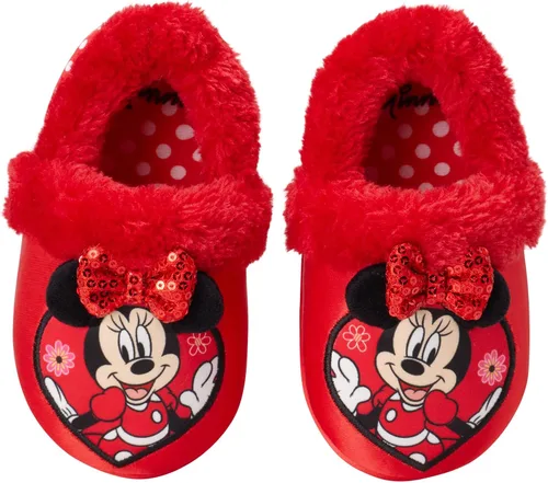 Vista 4 de Disney Girls' Minnie Mouse Slippers - Plush Fuzzy Slippers, Non-Skid Sole (ToddlerLittle GirlBig Girl)