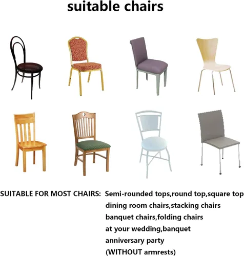 Vista 5 de LZY 6 piezas Fundas de Silla de Spandex Elásticas Fundas Deslizables para Fiestas de Boda, Fundas de Decoración de Sillas de Comedor y Banquete Negro