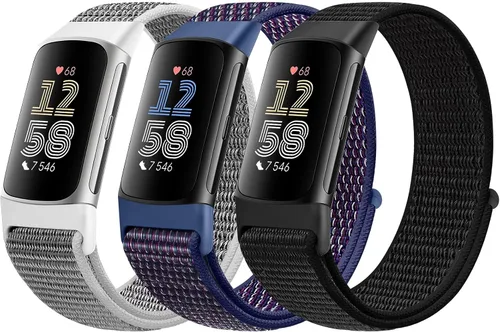 Vista 11 de Correas de nailon para reloj deportivo compatibles con Fitbit Charge 6/5, correa de muñeca ajustable, transpirable, de repuesto, suave, de bucle