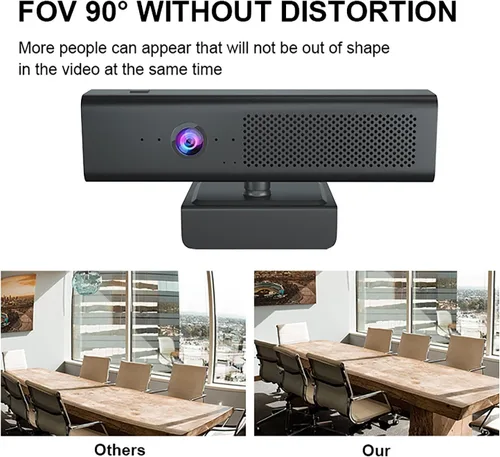 Vista 9 de Cámara web completa 1080P HD 3 en 1: cámara y altavoz para computadora de escritorio con 4 micrófonos incorporados, cámara web USB externa