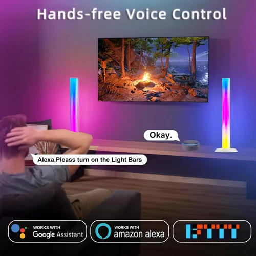 Vista 3 de Barra de luz LED inteligente, retroiluminación de TV, iluminación ambiental, compatible con Alexa, barra de luz RGB para habitación con 16 millones