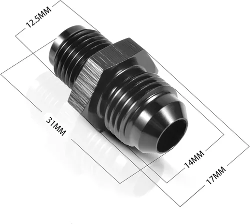Vista 2 de Adaptador de ajuste de rosca con estriado invertido 6AN macho a 1/2 x 20 Aluminio negro recto Paquete de 2 PFCKE