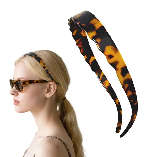 Vista 20 de Diademas de acetato para mujer - Diademas delgadas antideslizantes con dientes, diseño amigable con gafas, accesorios para el cabello estilo 90s