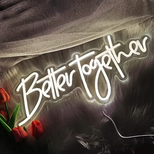 Vista 3 de Letrero de neón Better Together, con regulable, blanco cálido, decoración de pared de neón, utilizado para decoración de fiestas de cumpleaños