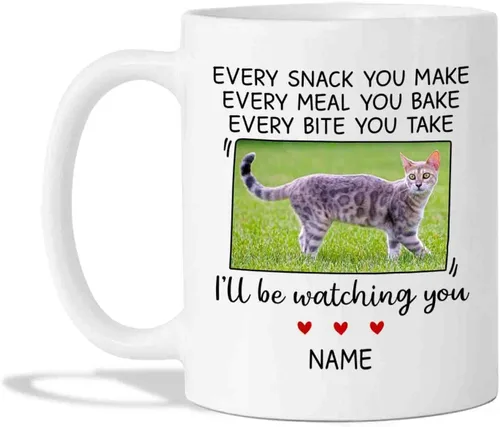 Vista 8 de Taza de café personalizada con foto de gato, taza de café para amantes de los gatos con nombre, con texto en inglés "It's Too Peopley Outside Cat