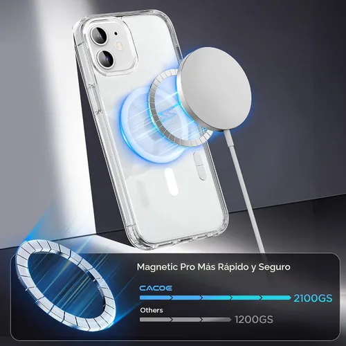 Vista 3 de CACOE Funda magnética para iPhone 12 y iPhone 12 Pro de 6.1 pulgadas - Compatible con MagSafe y soporte magnético para teléfono en el automóvil,