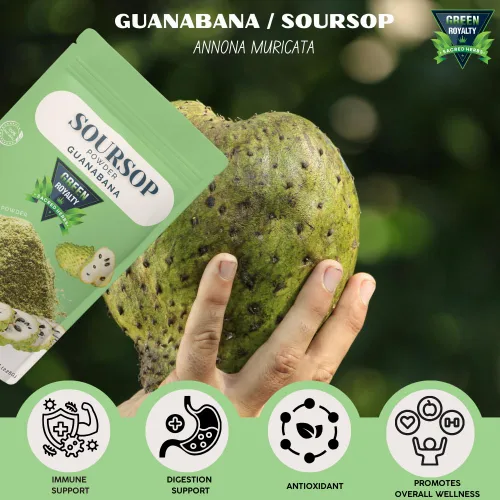 Vista 5 de Green Royalty Guanábana en polvo de 8 onzas Fruta de guanábana 100% natural Sin cafeína, sin azúcar, sin gluten Sin OMG Polvo de bebida a