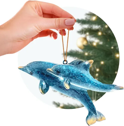 Vista 12 de Adorno de Navidad pintado a mano para playa – Decoración costera para árbol para amantes del océano – Adorno náutico único para árbol de Navidad
