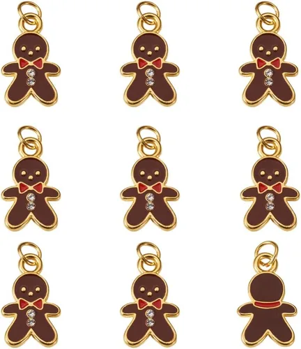 Vista 13 de Cheriswelry Colgantes colgantes de esmalte de aleación de Navidad, dijes de metal, encantadores adornos colgantes para manualidades, pulseras