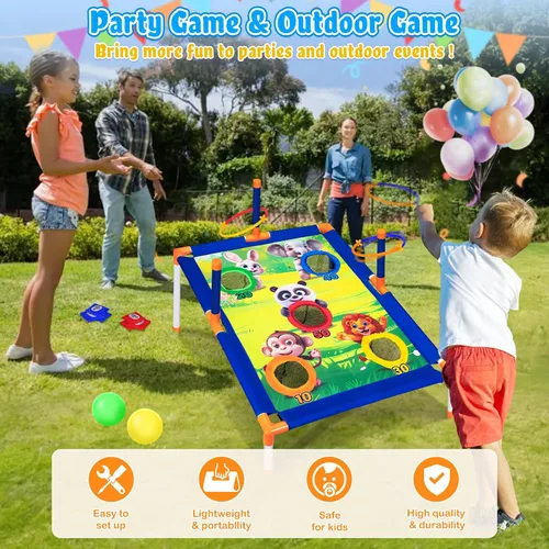 Vista 3 de Subao Juego de lanzamiento de bolsas de frijoles, juego de cornhole 3 en 1, juegos para exteriores, deportes y actividades al aire libre, juguetes