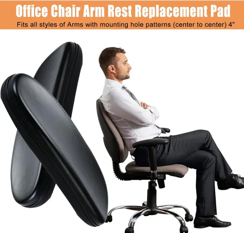 Vista 3 de Almohadillas de repuesto para reposabrazos de silla de oficina, con forma ovalada, piezas para silla de oficina, reposabrazos para silla