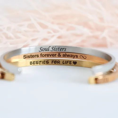 Vista 3 de MIAMIA Pulseras personalizadas para mujer, brazalete con mantra inspirador grabado, regalos para mujeres, niñas y parejas, joyería de fecha, nombre