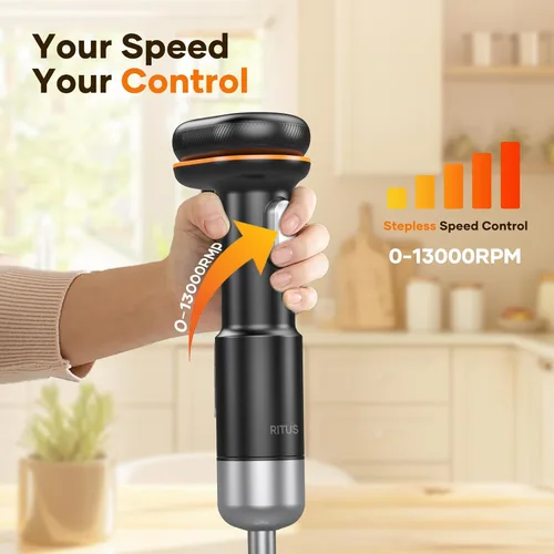 Vista 5 de Batidora de inmersión sin cable de varilla 5 en 1, Ritus 13000RPM, licuadora de sopa recargable de mano, mezclador para comida de bebé y batidos