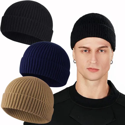 Vista 56 de ROYBENS Swag Wool Knit Cuff Short Fisherman Beanie for Men Women Winter Hat 1 albaricoque