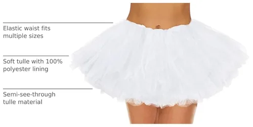 Vista 6 de American Trends Falda tutú de cintura elástica de 5 capas para mujer para Tutú blanco 01