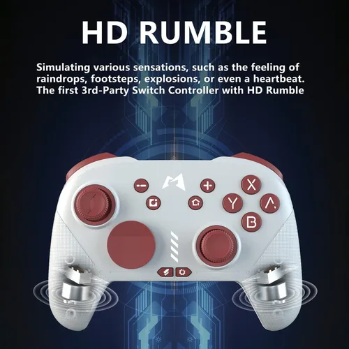 Vista 2 de Gamepad Controller, Compatible with SwitchSteamMobile Phone Multi-Platform Adaptation,for with HD Vibration Mode, Bluetooth Wired Adjustment Mode