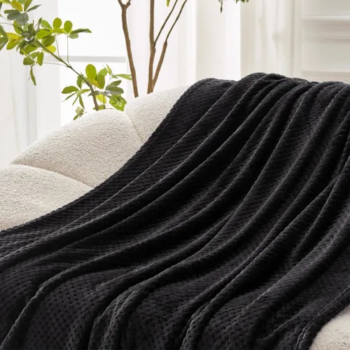 Vista 6 de Exclusivo Mezcla - Manta de vellón extragrande con textura de gofre, supersuave y cálida para sofá o cama, acogedora, mullida y ligera