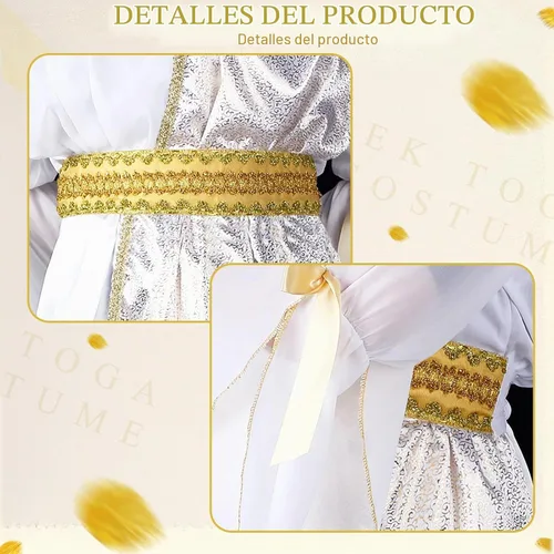 Vista 2 de Geyoga Disfraz griego de Toga para niños y niñas, cosplay de Halloween