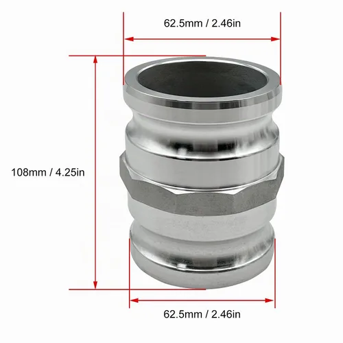 Vista 5 de Tipo de aluminio AA Cam y ranura adaptador de carrete, 2" Camlock macho x 2" Camlock macho