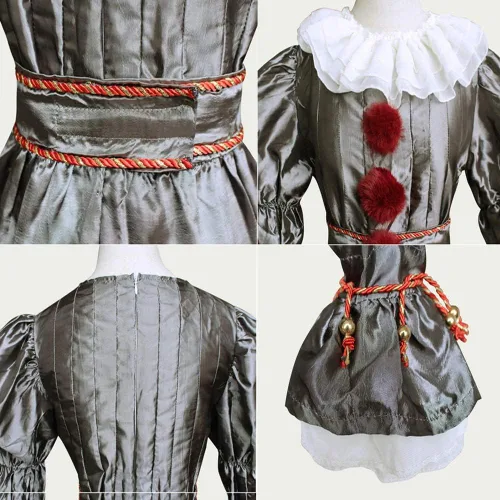 Vista 6 de ZOORO IT 2 Capítulo Pennywise payaso disfraz de Halloween cosplay Stephen King (K-M (49.2-55.1 in), gris