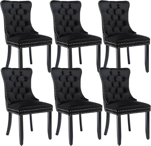 Vista 102 de Juego de 2 sillas de comedor de terciopelo beige, modernas sillas de cocina tapizadas