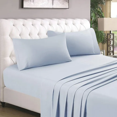 Vista 27 de Juego de sábanas de 4 piezas, 100% algodón, para mayor suavidad y comodidad de 800 hilos, 4 vías de ajuste elástico, 16 pulgadas, DP transpirable