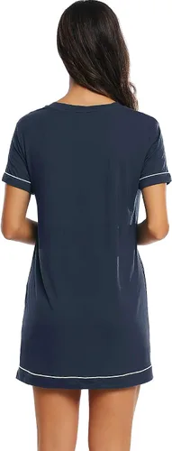 Vista 6 de Cherrydew Camisón suave para mujer, manga corta, cuello en V, viscosa, hecho de bambú, camisón corto