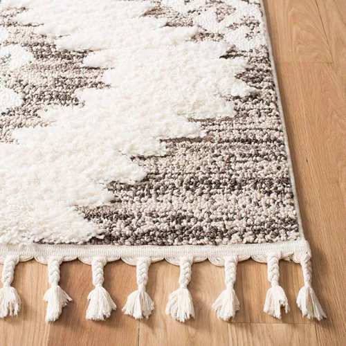 Vista 3 de SAFAVIEH - Alfombra de acento de la colección de borlas marroquíes Shag - 2'3" x 4', marfil y marrón, estilo bohemio, no suelta pelo y de fácil