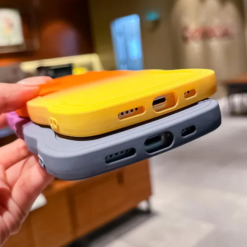 Vista 3 de Funda para iPhone 7/8, funda divertida para iPhone, linda funda Kawaii rizada con forma de marco de TPU suave a prueba de golpes, funda protectora