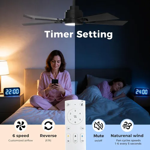 Vista 6 de Ventilador de techo inteligente negro de 42 pulgadas con luces LED Alexa