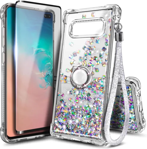 Vista 68 de NGB - Funda para teléfono Samsung Galaxy S9, color aguamarina/morado, bonita funda con purpurina líquida para mujeres y niñas, con protector