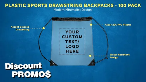 Vista 3 de DISCOUNT PROMOS Mochilas de plástico con cordón, - Personalizado - Negro, Cordón