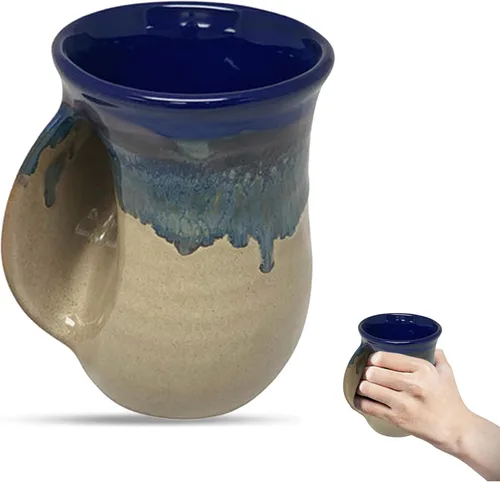 Vista 15 de Clay in Motion - Taza calentadora de manos para diestros, diseño Ocean Tide Marea del Océano