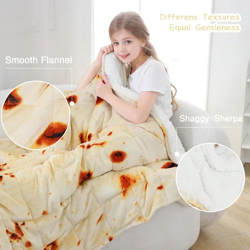 Vista 3 de Aemicion Manta con peso para niños de 7 libras, tamaño individual de 41 x 60 pulgadas, cómoda, suave y esponjosa Sherpa, manta pesada para niños