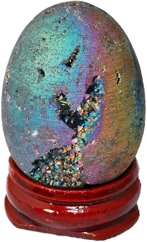 Vista 6 de mookaitedecor Bundle - 2 Artículos: Citrino y Amatista Crystal Money Tree & Titanium Coated Crystal Egg Figurines con soporte de madera