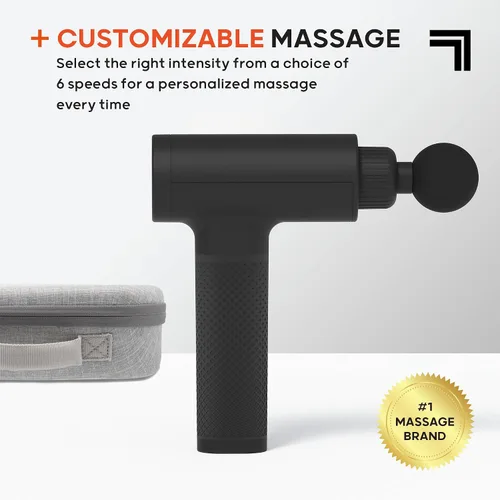 Vista 4 de Sharper Image Powerboost - Pistola de masaje de percusión de tejido profundo [versión 2026] - Masajeador de mano 6 velocidades 5 accesorios