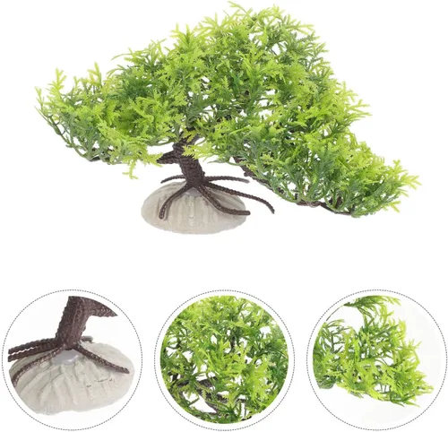 Vista 5 de Árbol de paisajismo para pecera, plantas artificiales de loto para pecera, decoración de peceras, plantas tropicales, decoración de acuarios, flores