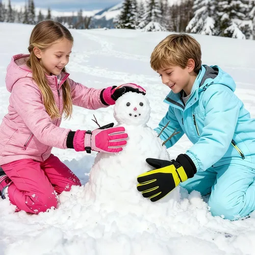 Vista 8 de ThxToms Guantes de invierno para niños, impermeables, guantes de nieve para niños y niñas, clima frío, deportes al aire libre, snowboard, bicicleta