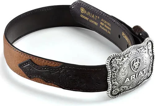 Vista 5 de ARIAT Cinturón rectangular en relieve con hebilla y borde de cuerda para niño (niños pequeñosniños grandes)