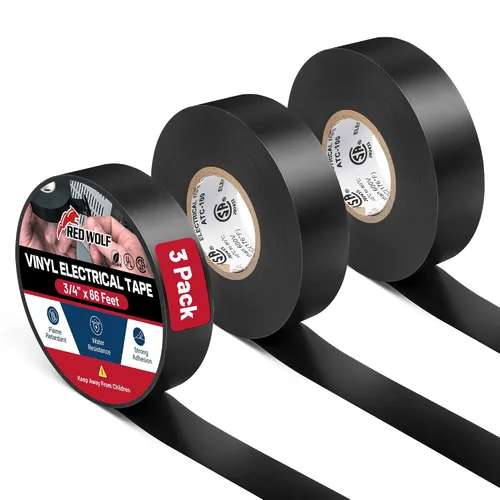 Vista 11 de RED WOLF Cinta eléctrica de vinilo de 1 pulgada x 66 pies, 5 rollos, cinta eléctrica de PVC con certificación UL CSA de 7 mil de grosor, resistente