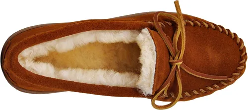 Vista 5 de Minnetonka Moc de suela dura de oveja para mujer, Tan dorado