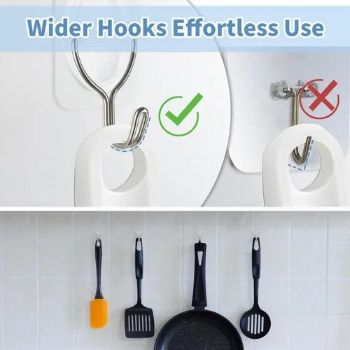 Vista 4 de Ganchos adhesivos de pared sin daños, ganchos adhesivos para colgar, paquete de 10 – acero inoxidable transparente de 11.0 lbs resistente